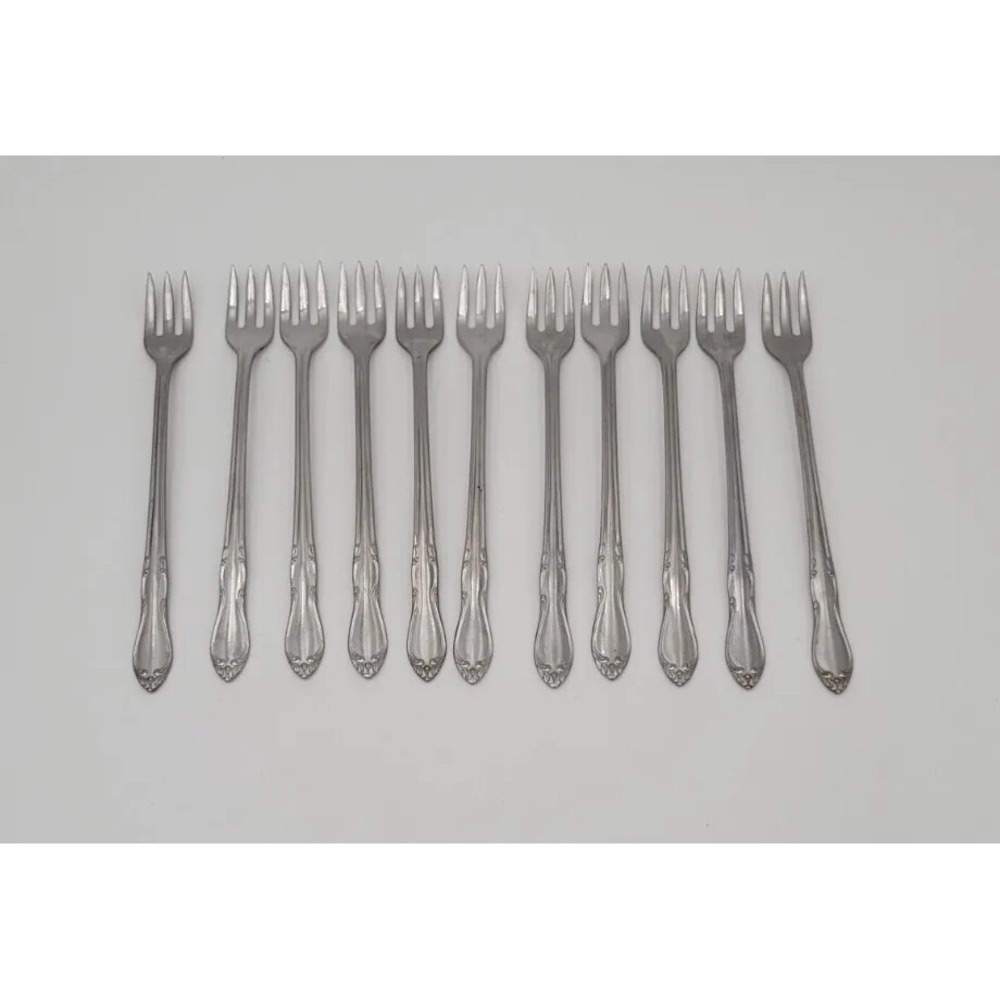 Vtg Homestead Oneida Simeon L George H Rogers Cocktail Forks Stainless Set Of 11